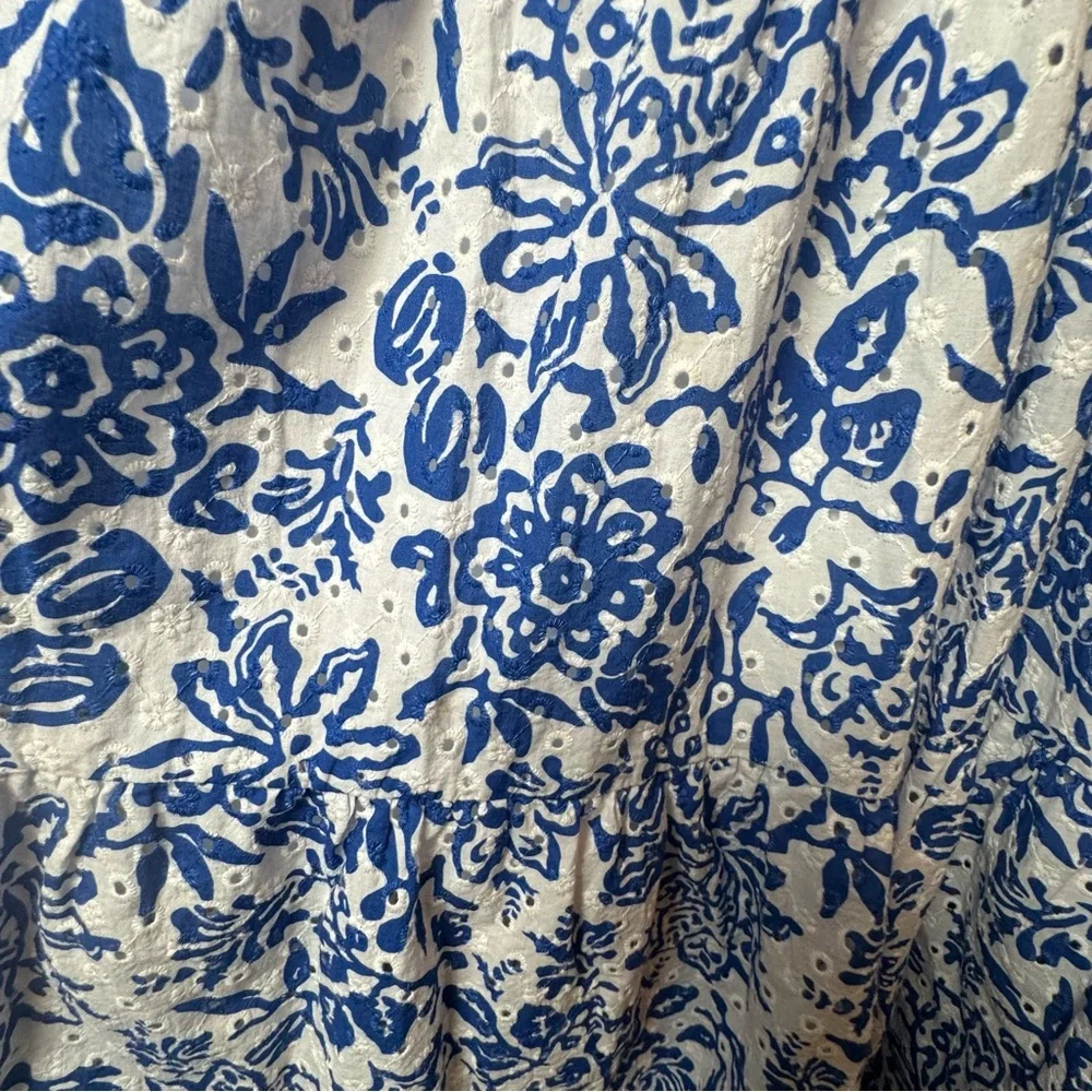 Estelle Cote Dazur Embroidered Midi Dress 1X 2X Eyelet Floral Summer Cotton